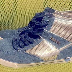 New never worn! Blue and silver guess shoes